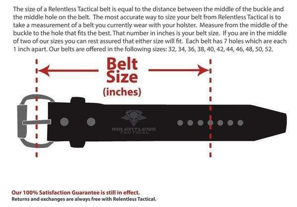 Relentless Tactical The Ultimate Concealed Carry CCW Leather Gun Belt - 2016 Model - New and Improved - 14 Ounce 1 1/2 inch Premium Full Grain Leather